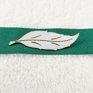 Vintage White Enamel Feather Brooch Gold-Tone Mid Century 1950s 1960s